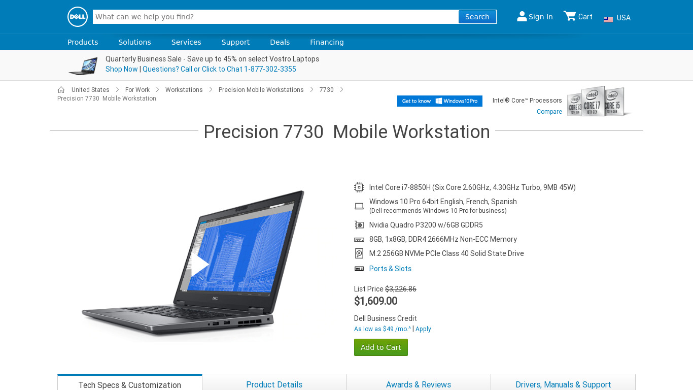 Dell Precision 7730 Landing page