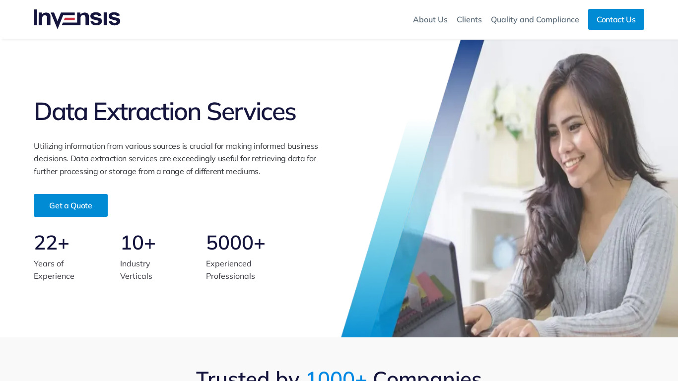 Data Extraction services Landing page