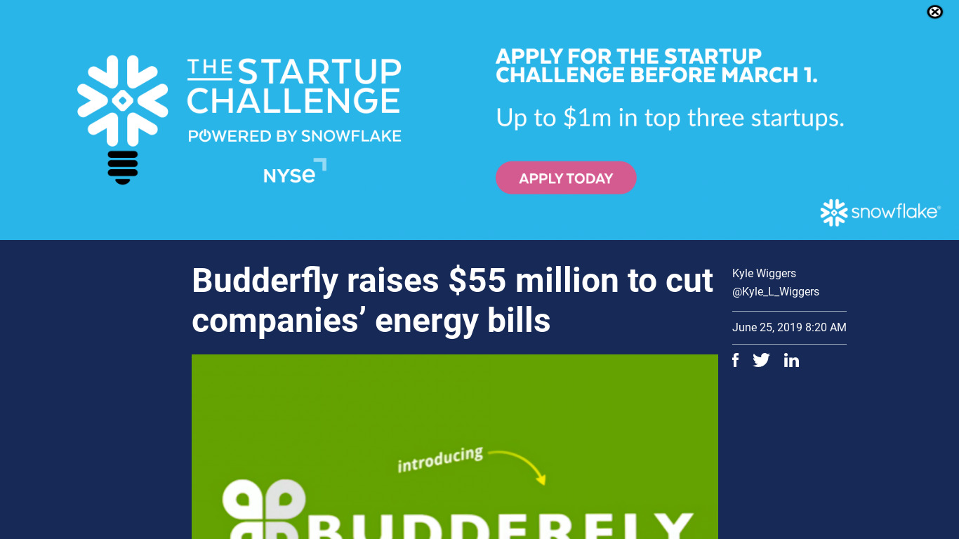 Budderfly Energy Management System Landing page