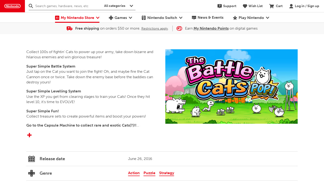 The Battle Cats POP! Landing page