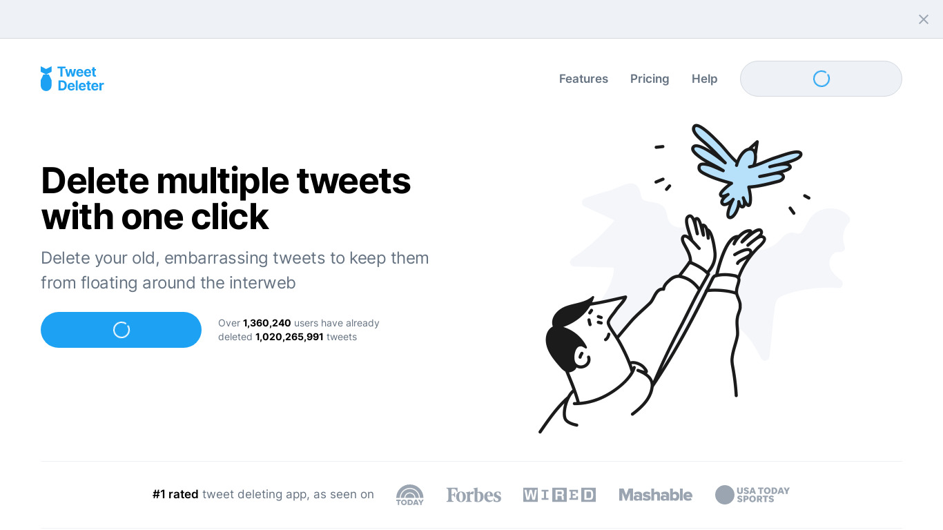 TweetDeleter Landing page