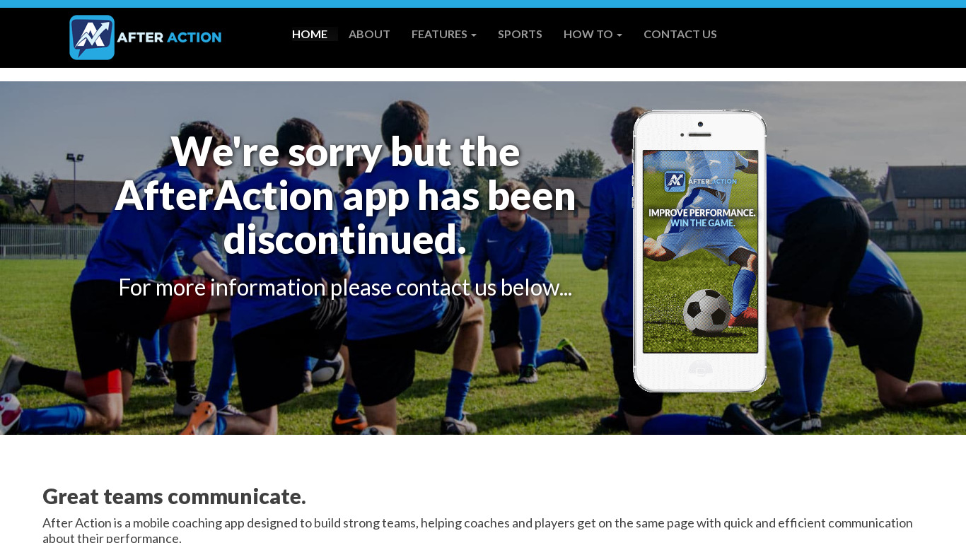 After Action Landing page