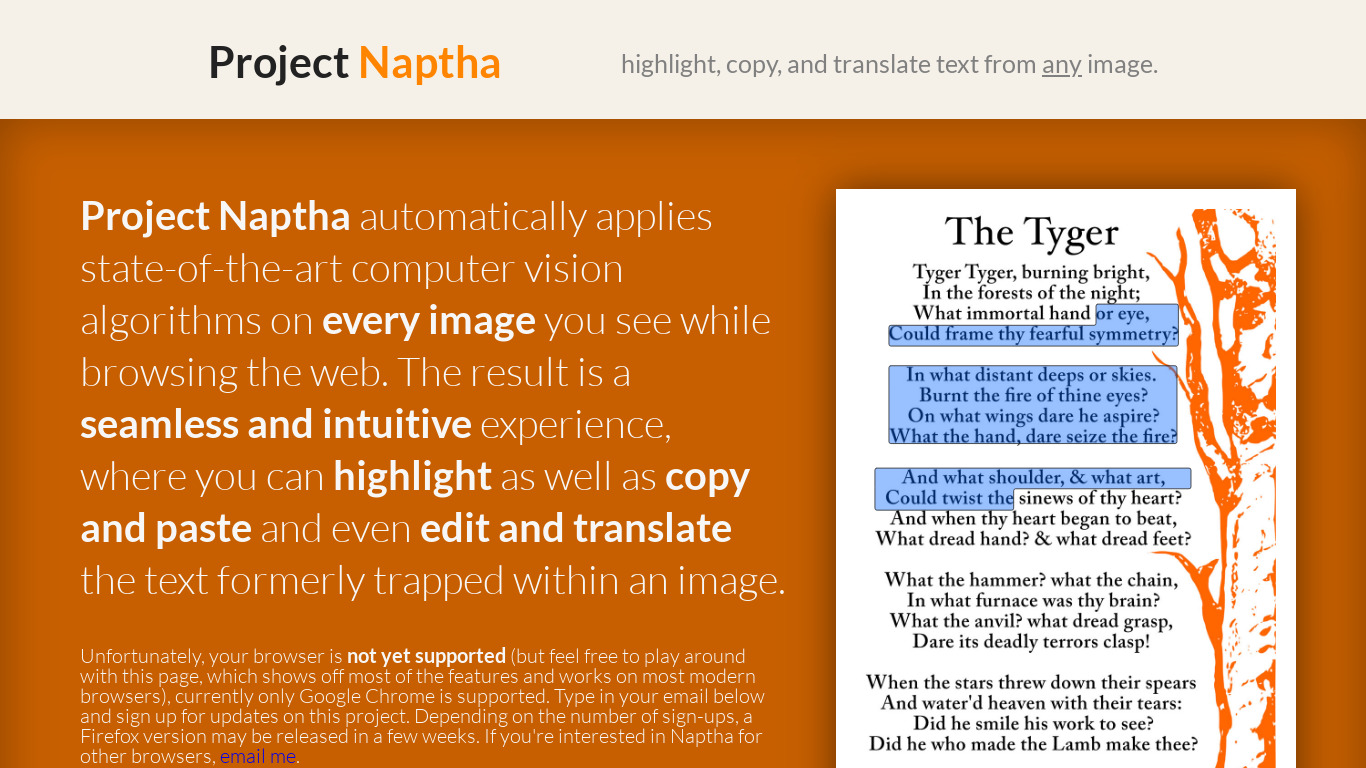 Project Naptha Landing page