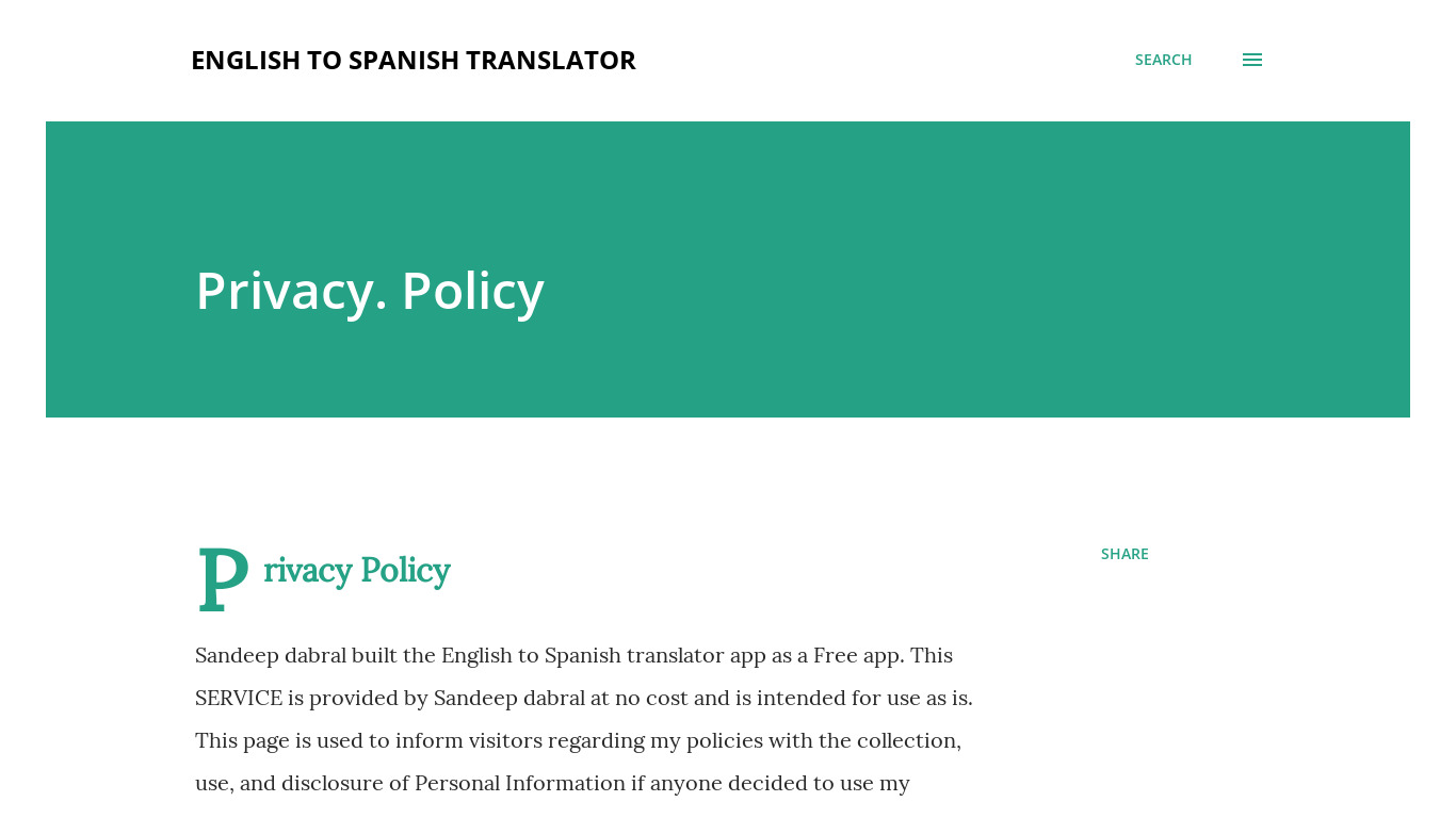 English to Spanish Translator Pro Landing page