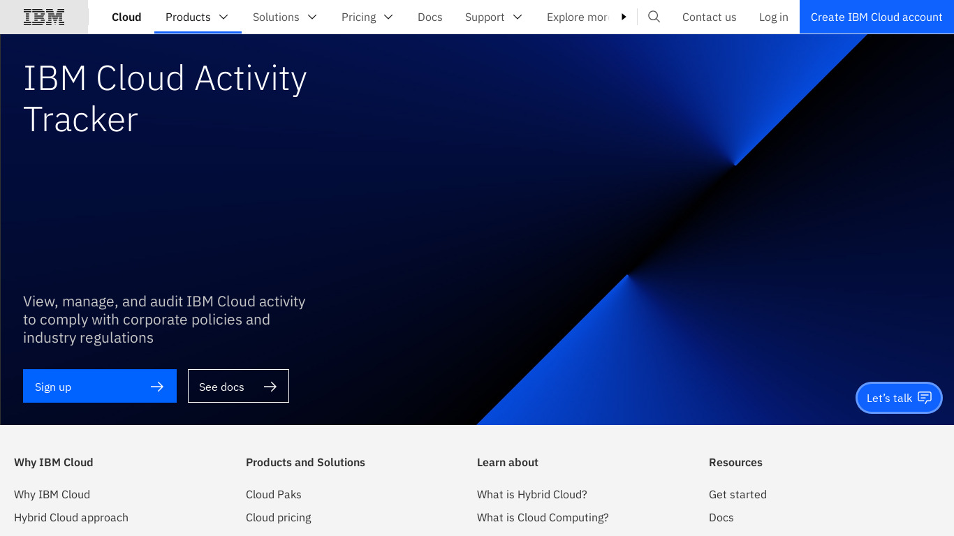 IBM Activity Tracker Landing page