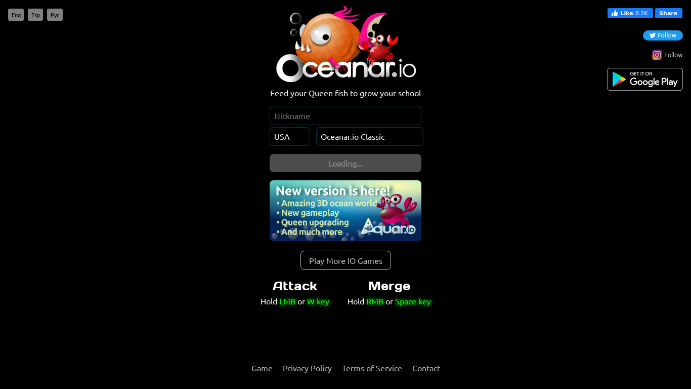 Ocean.io Landing page