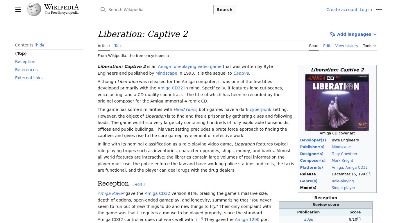 Captive 2: Liberation Landing page