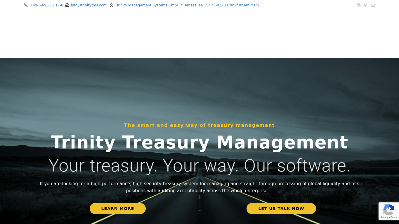 Trinity TMS Landing page