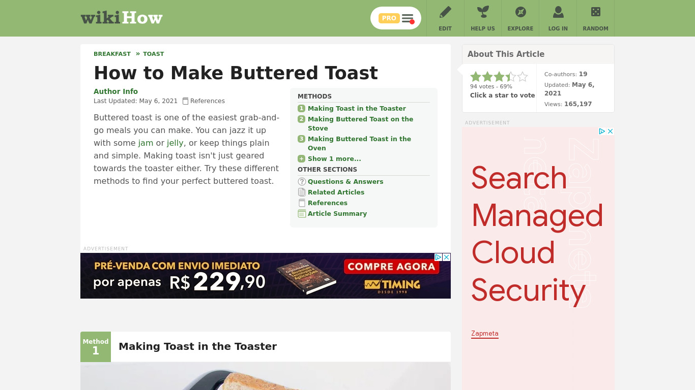 Buttered Toast Landing page