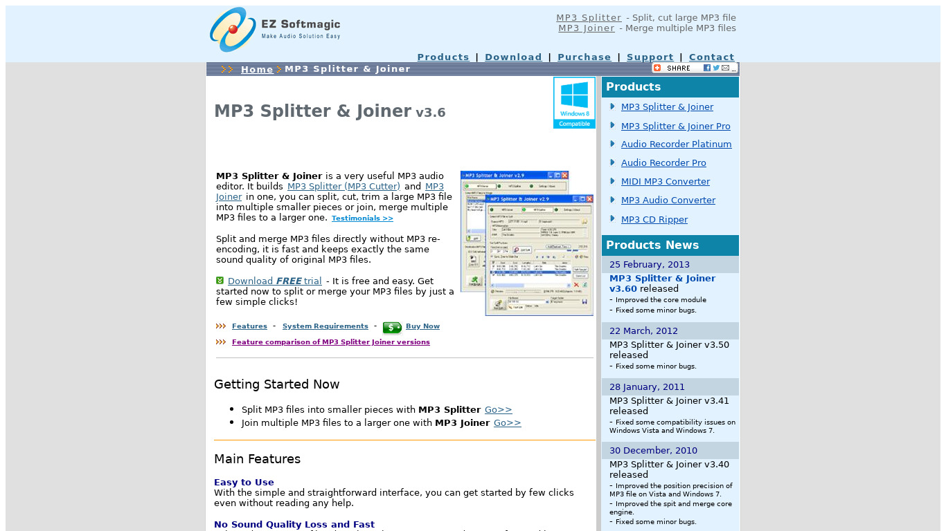 MP3 Splitter & Joiner Landing page
