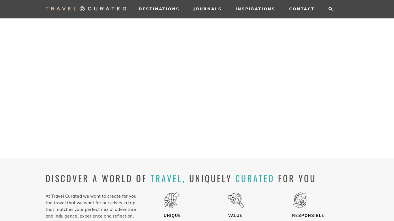 Travel Curated Landing page