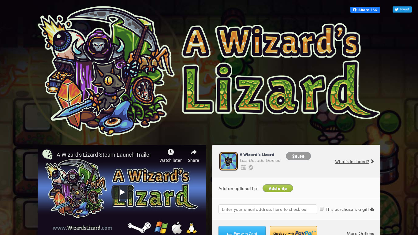 A Wizard's Lizard Landing page