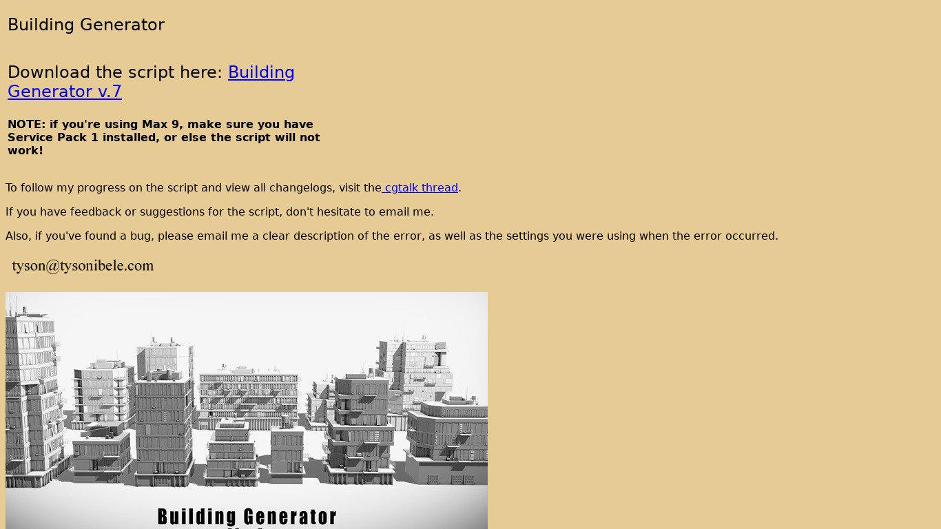 Building Generator Landing page