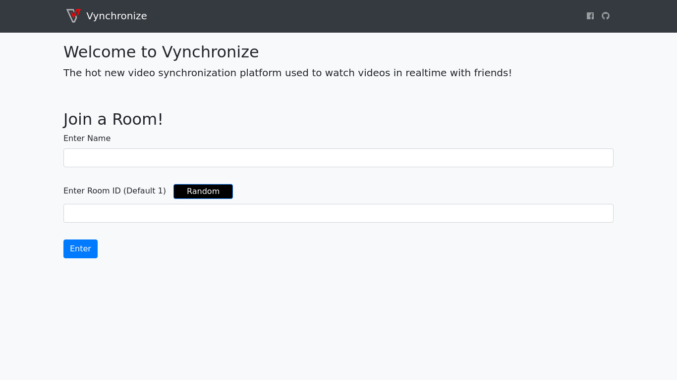 Vynchronize Landing page