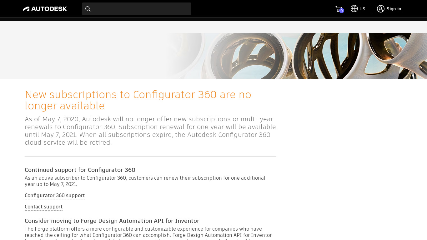 Configurator 360 Landing page