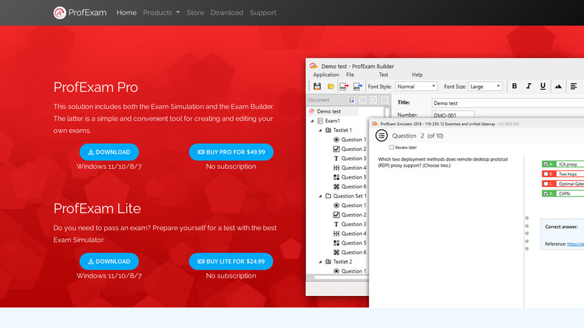 ProfExam Creator & Player Landing Page