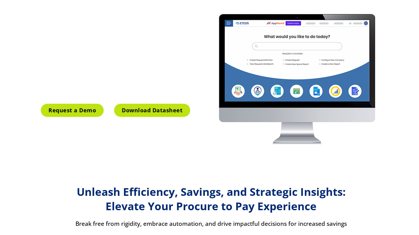 Zycus Procure-to-Pay Solution Landing page