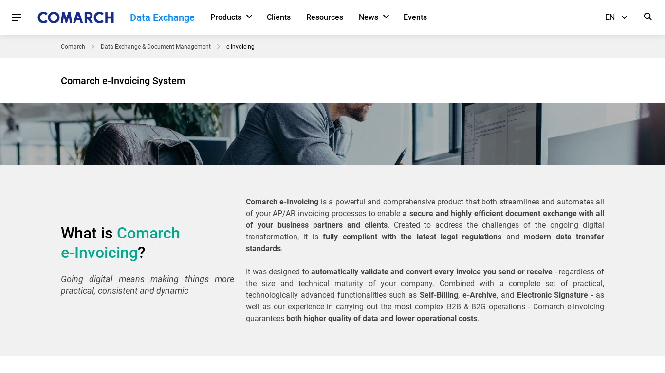 Comarch Procure-to-Pay Landing page