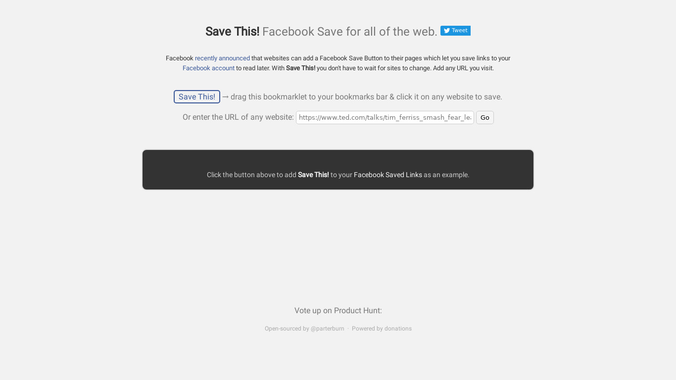 Save This! Landing page
