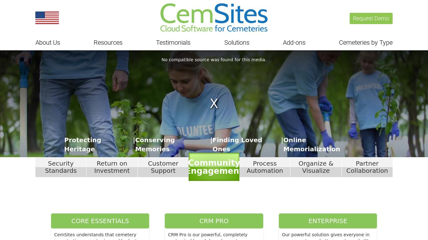 CemSites Landing page