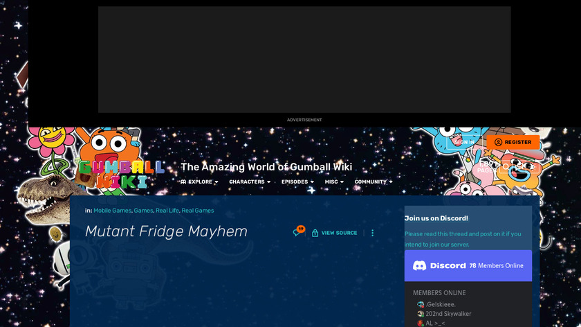 Mutant Fridge Mayhem: Gumball Landing Page