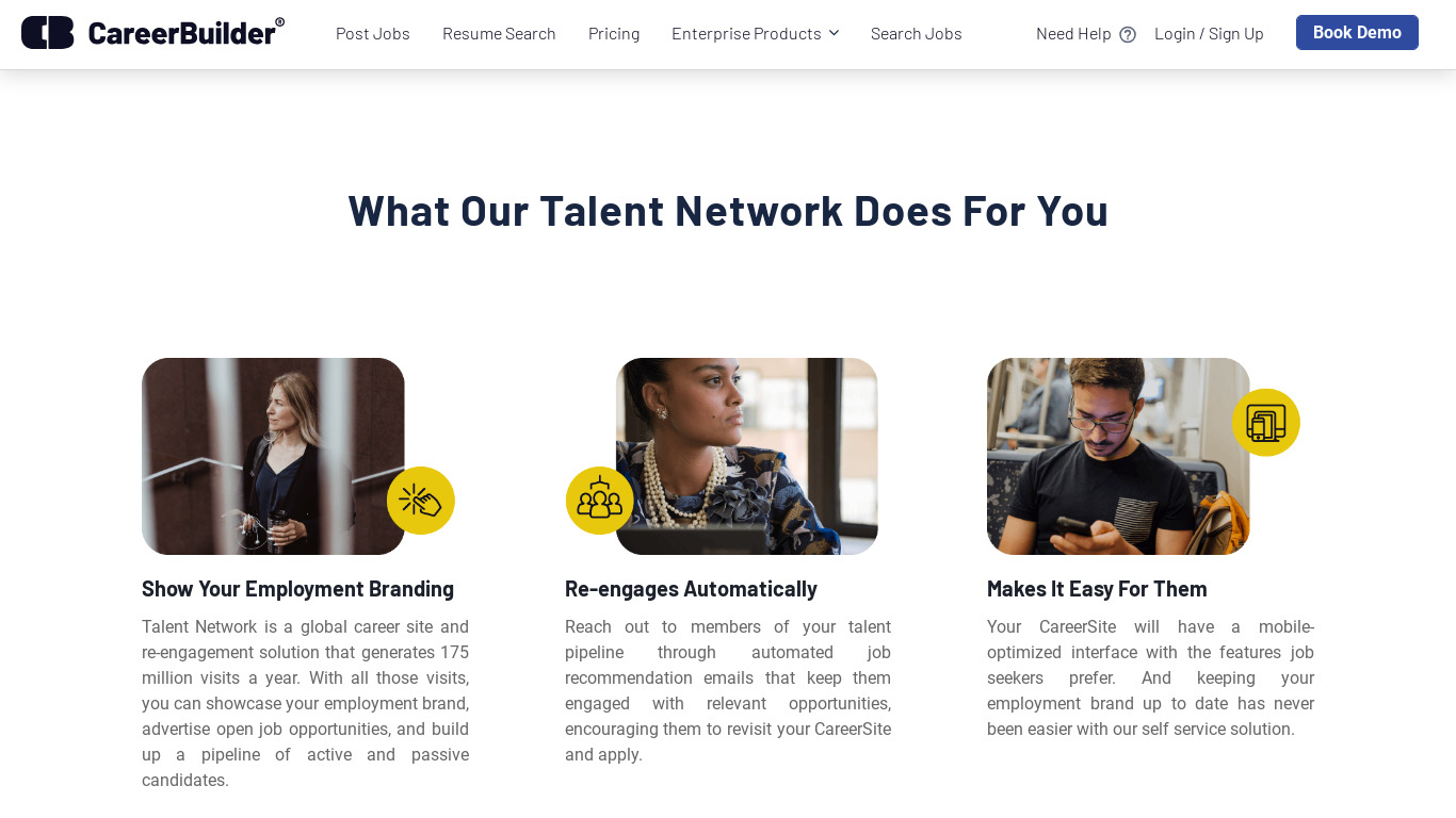 CareerBuilder Talent Network Landing page
