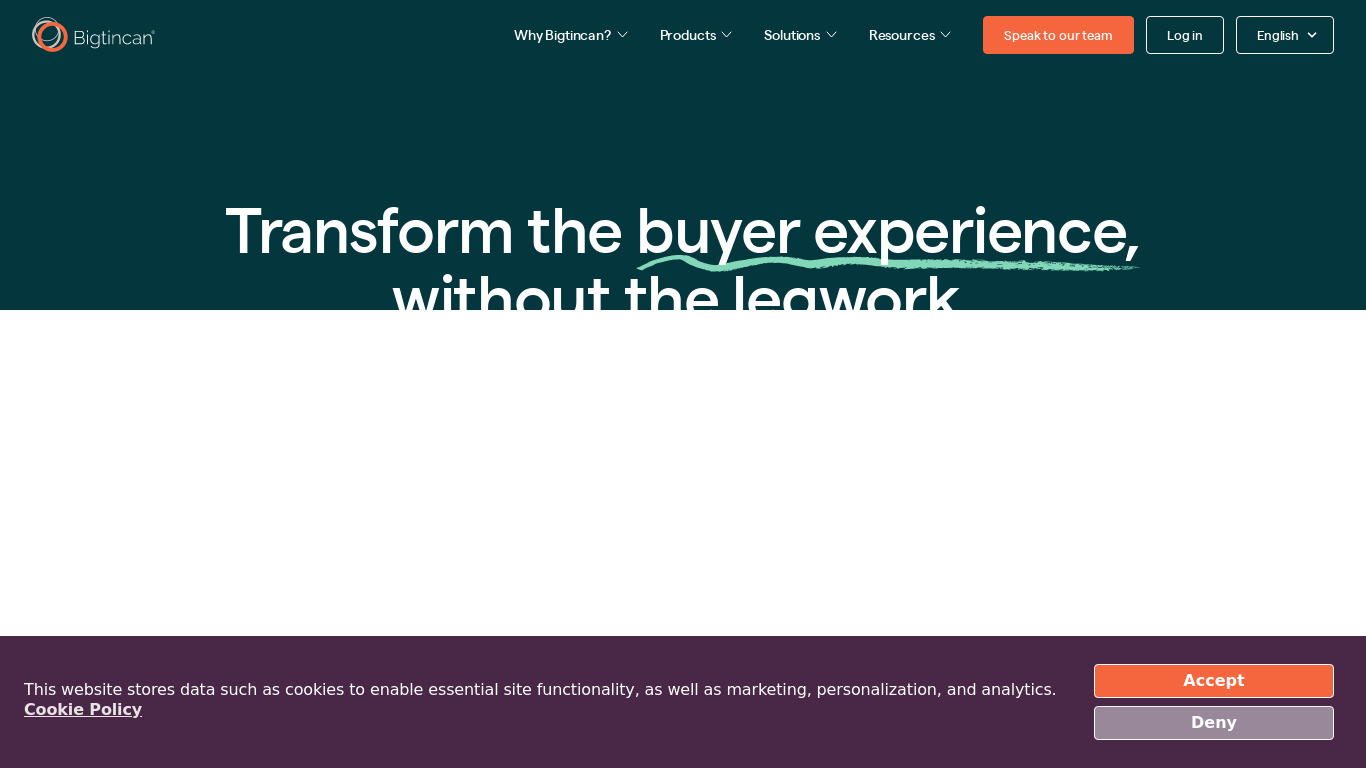 Bigtincan Hub Landing page