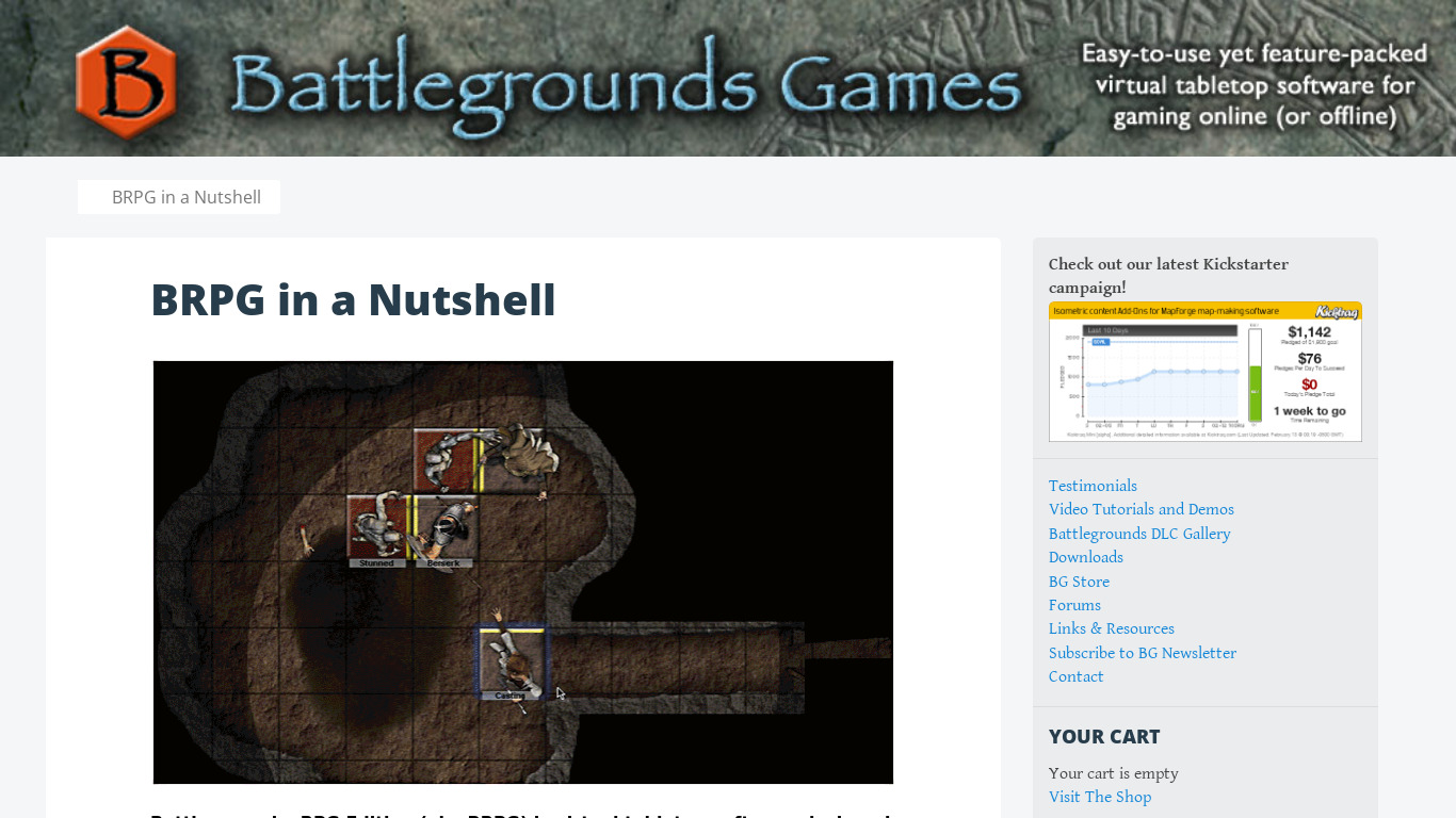 Battlegrounds: RPG Edition Landing page