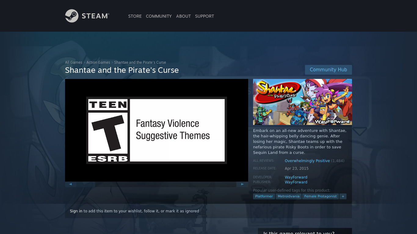 Shantae and the Pirate’s Curse Landing page