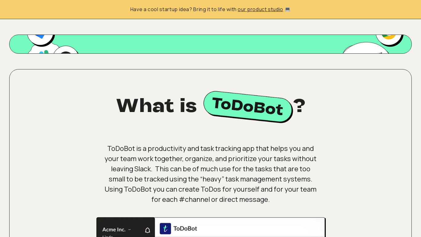 ToDoBot Landing page