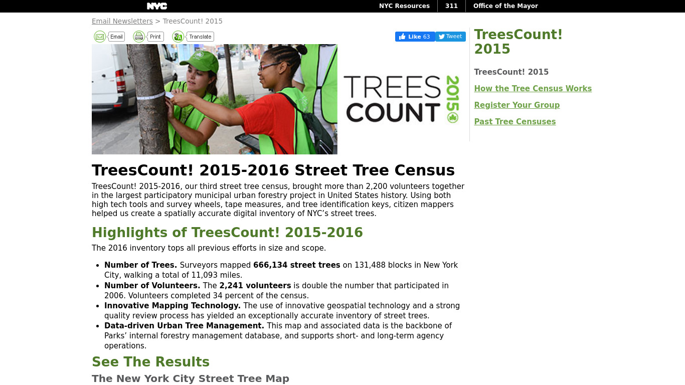 Trees Count Landing page