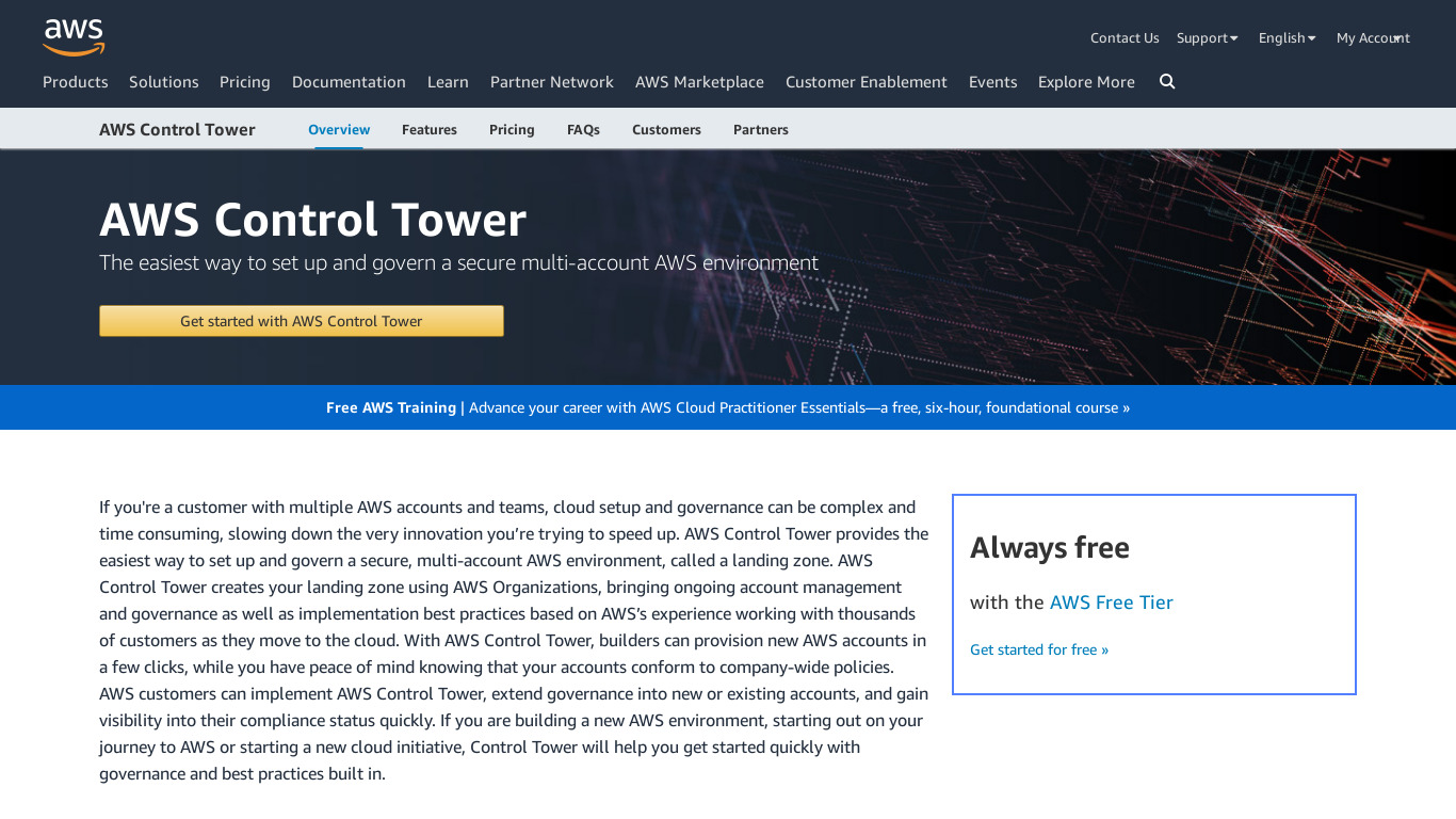 AWS Control Tower Landing page