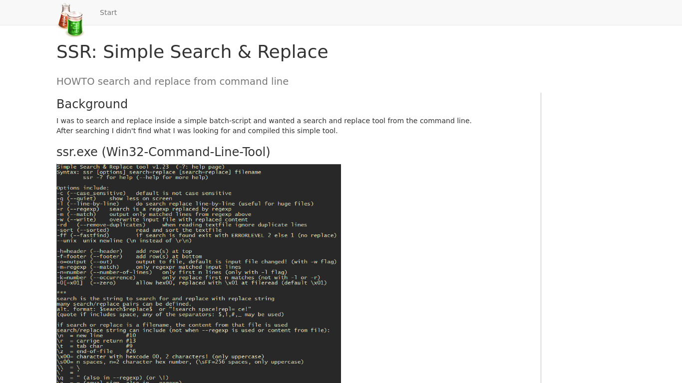 SSR: Simple Search & Replace Landing page