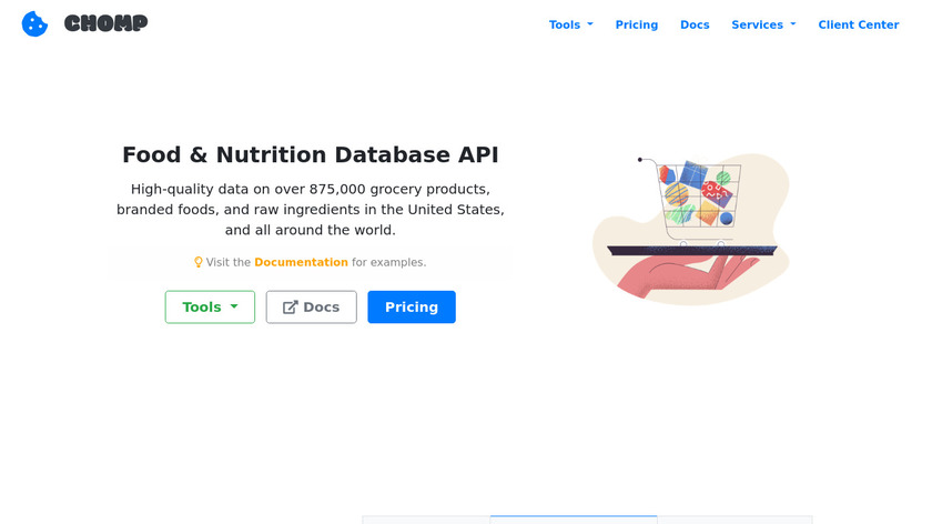 Chomp Food & Nutrition Database Landing Page