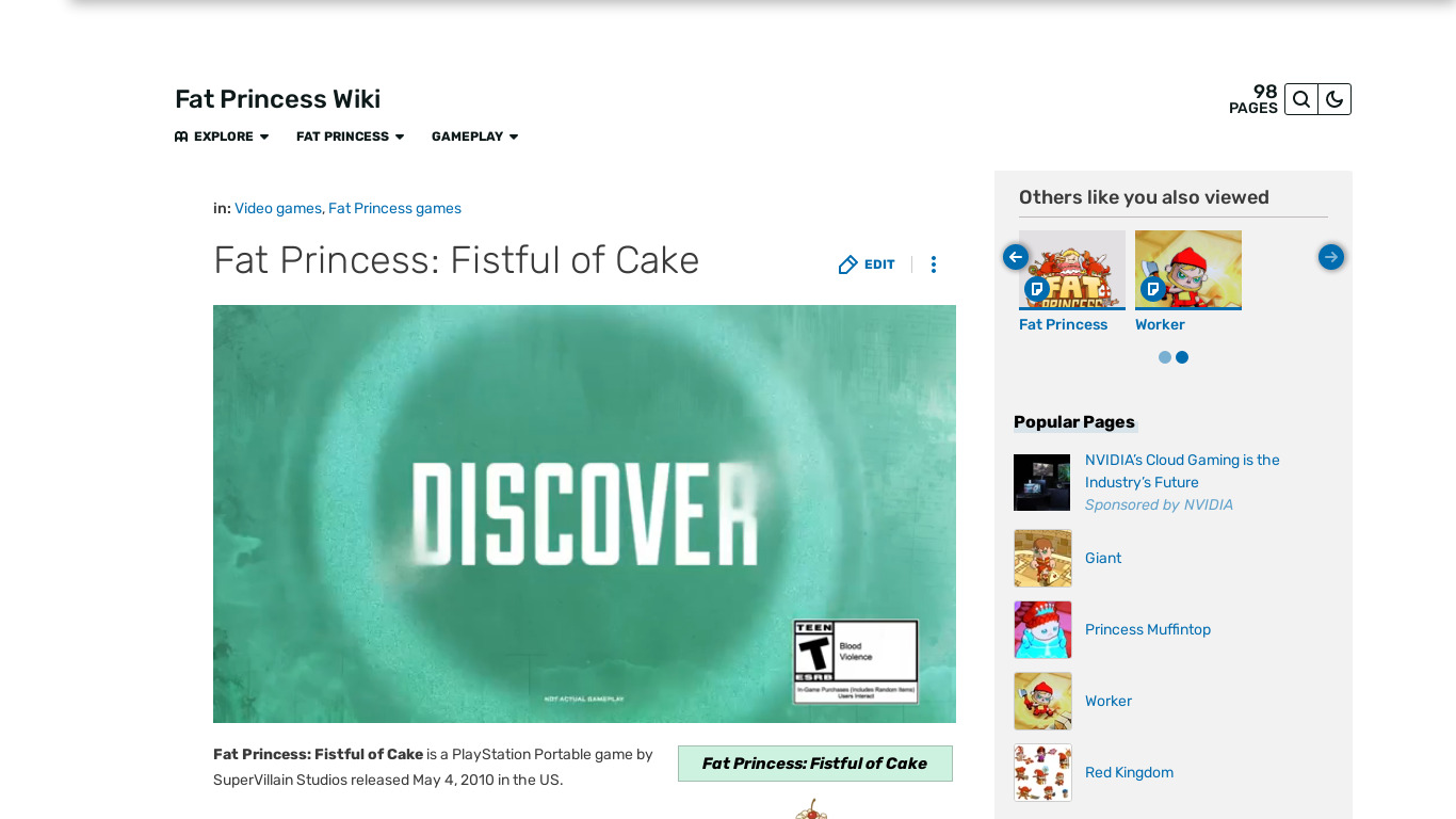 Fat Princess: Fistful of Cake Landing page