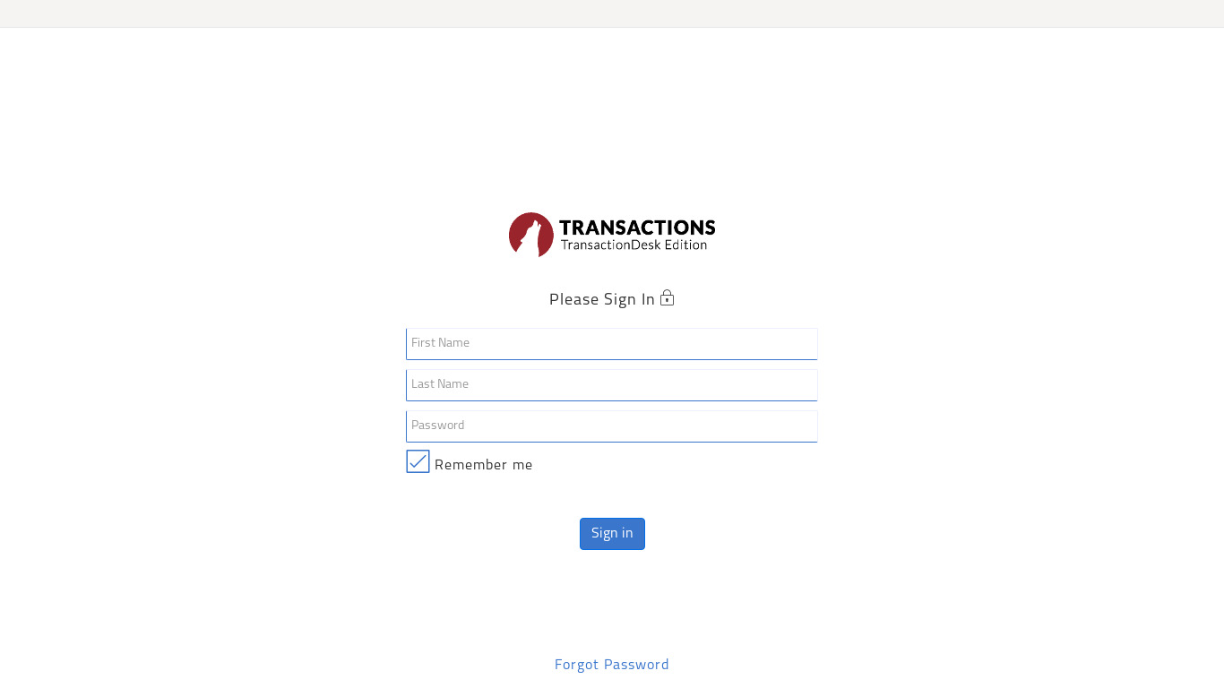 TransactionDesk Landing page