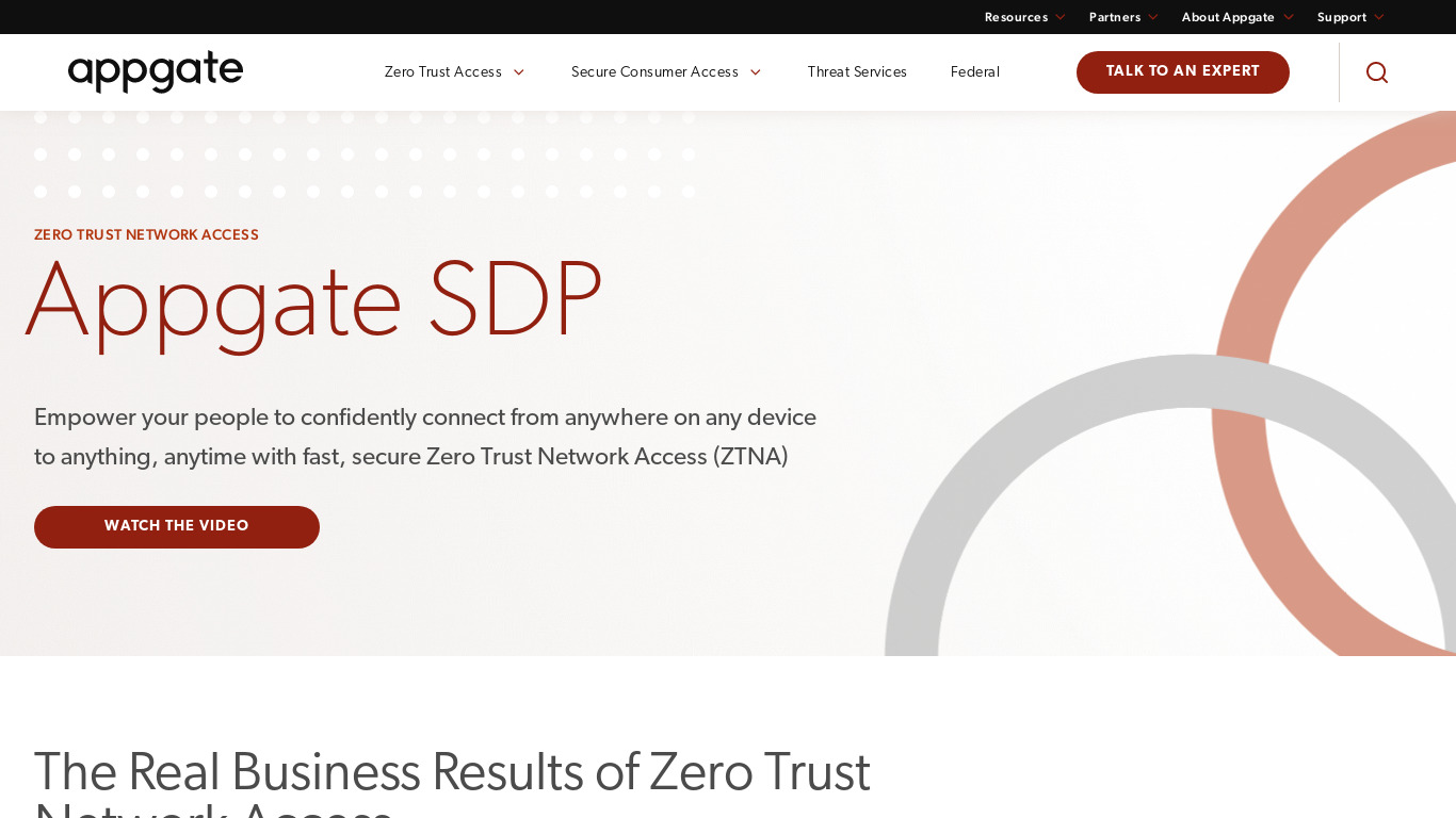 AppGate SDP Landing page
