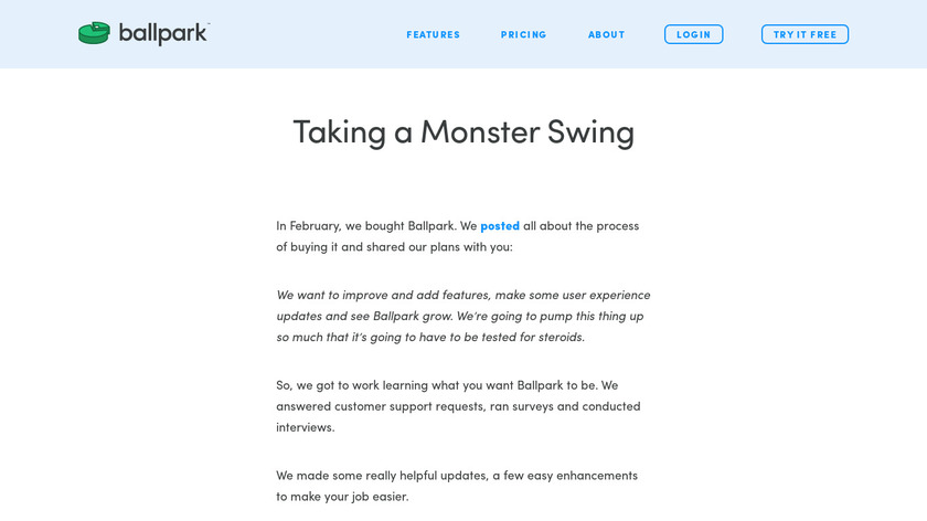 Ballpark Projects Landing Page