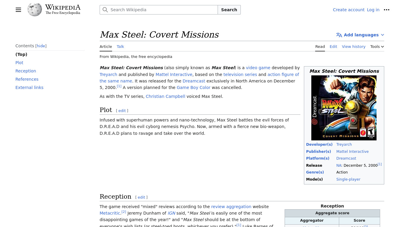 Max Steel: Covert Missions Landing page
