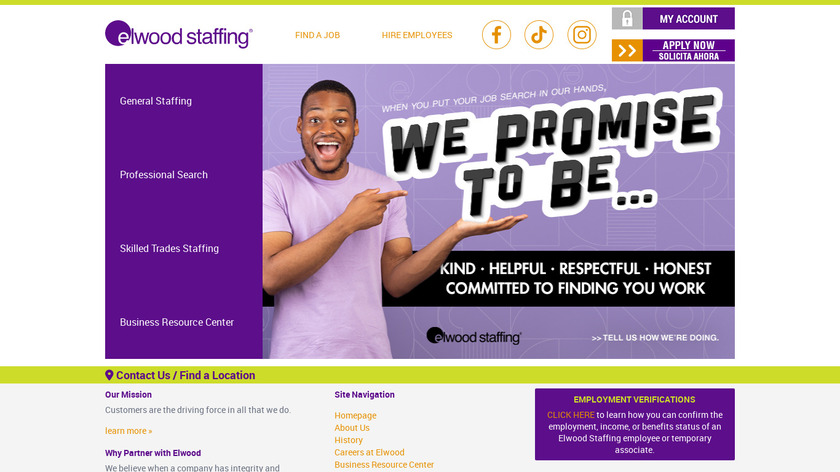 Elwood Staffing Landing Page