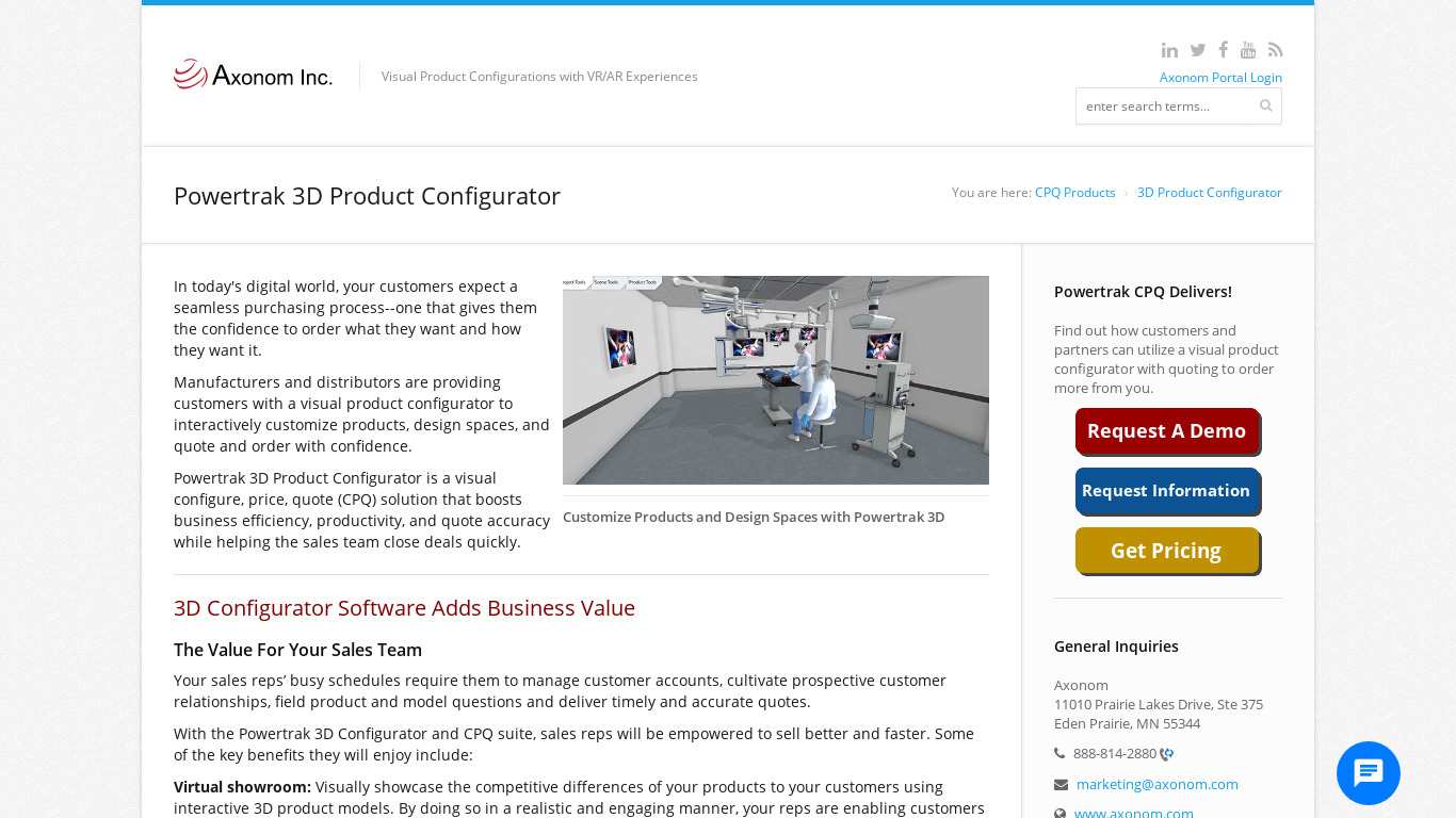 3D Product Configurator Landing page
