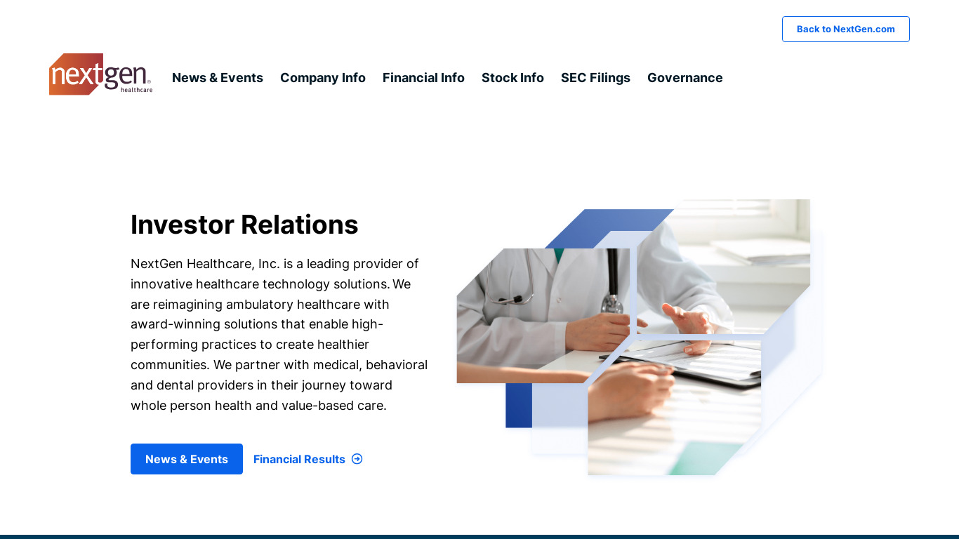 Quality Systems Inc. Landing page