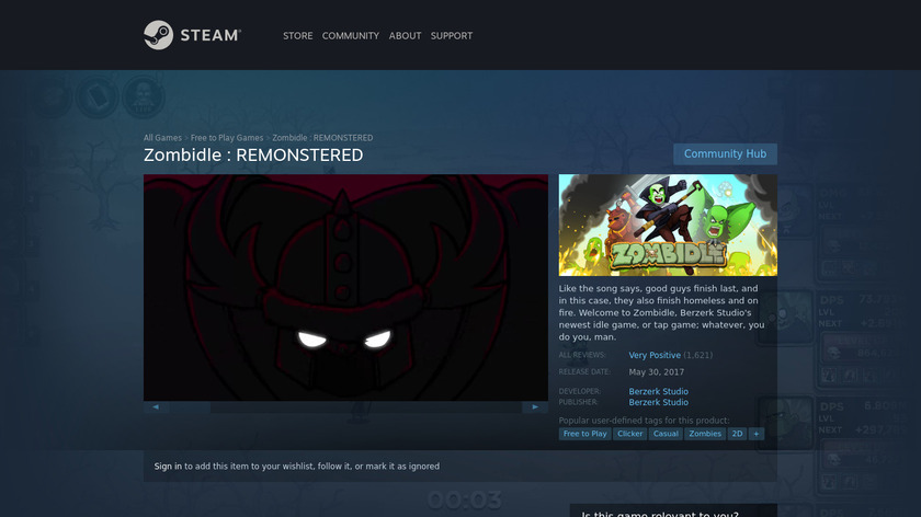 Zombidle: REMONSTERED Landing Page