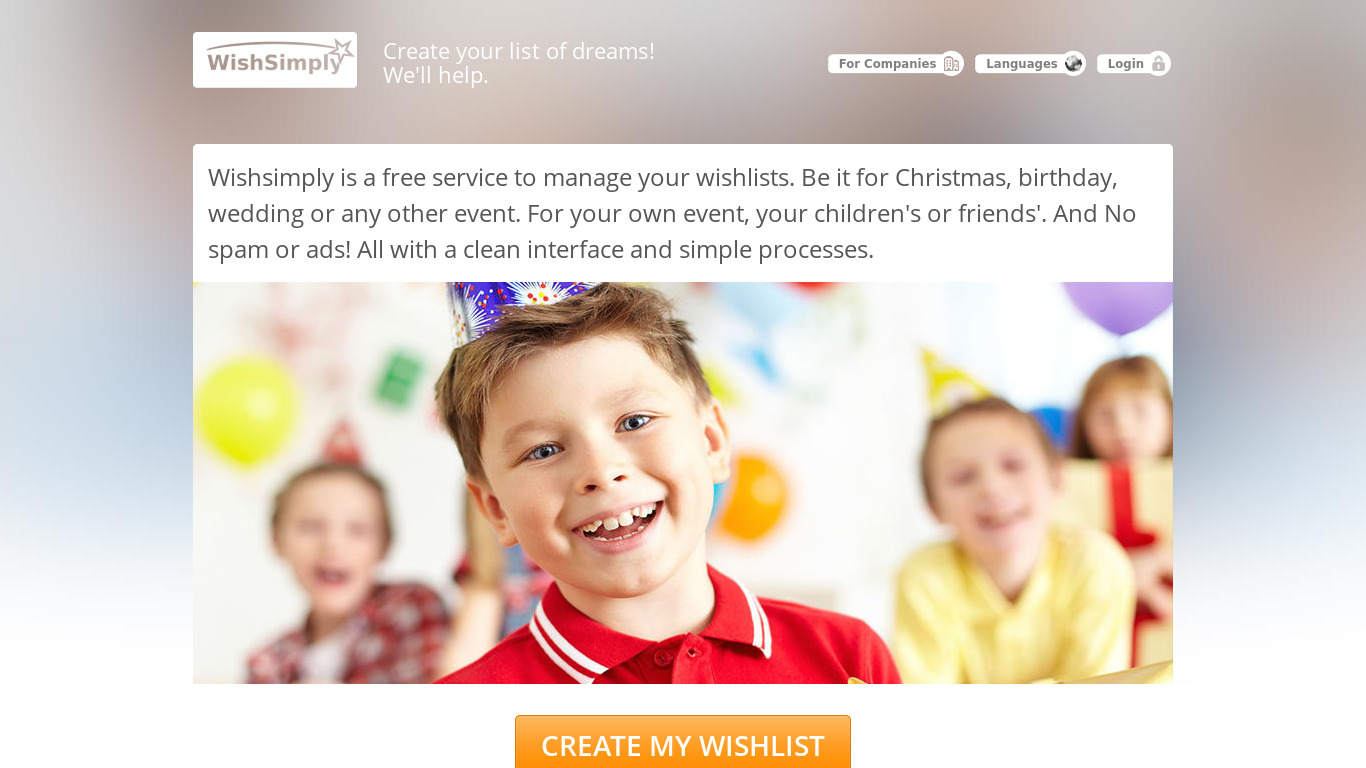 WishSimply Landing page