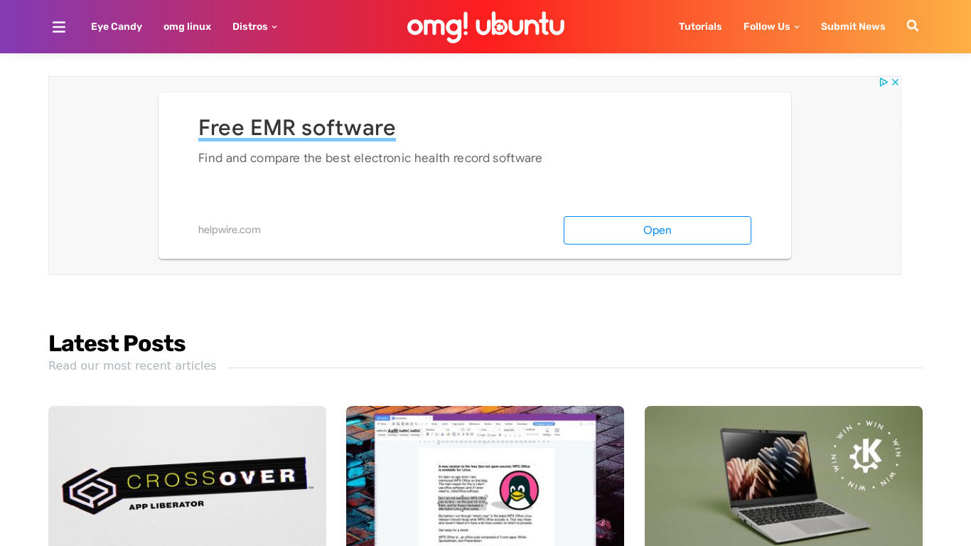 OMG! Ubuntu! Landing page