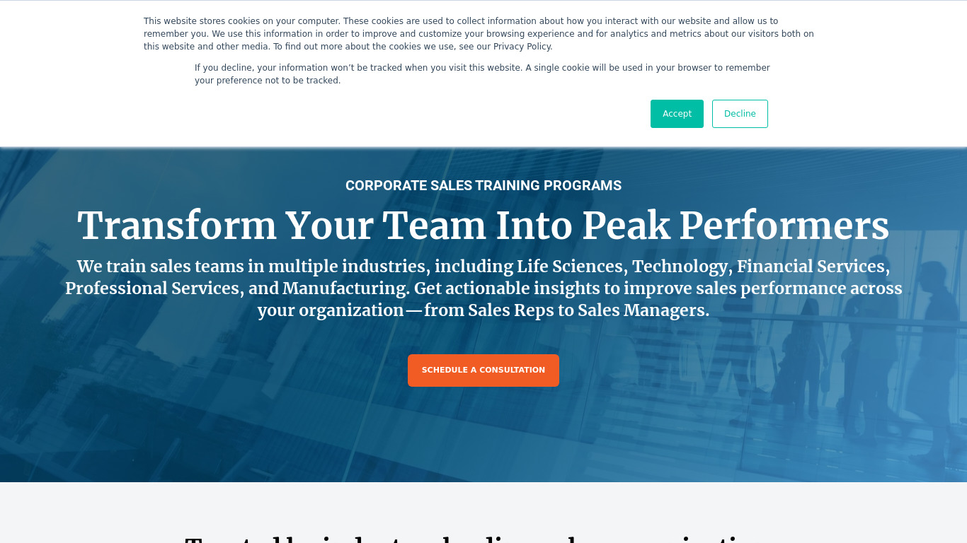 Sales Readiness Group Landing page