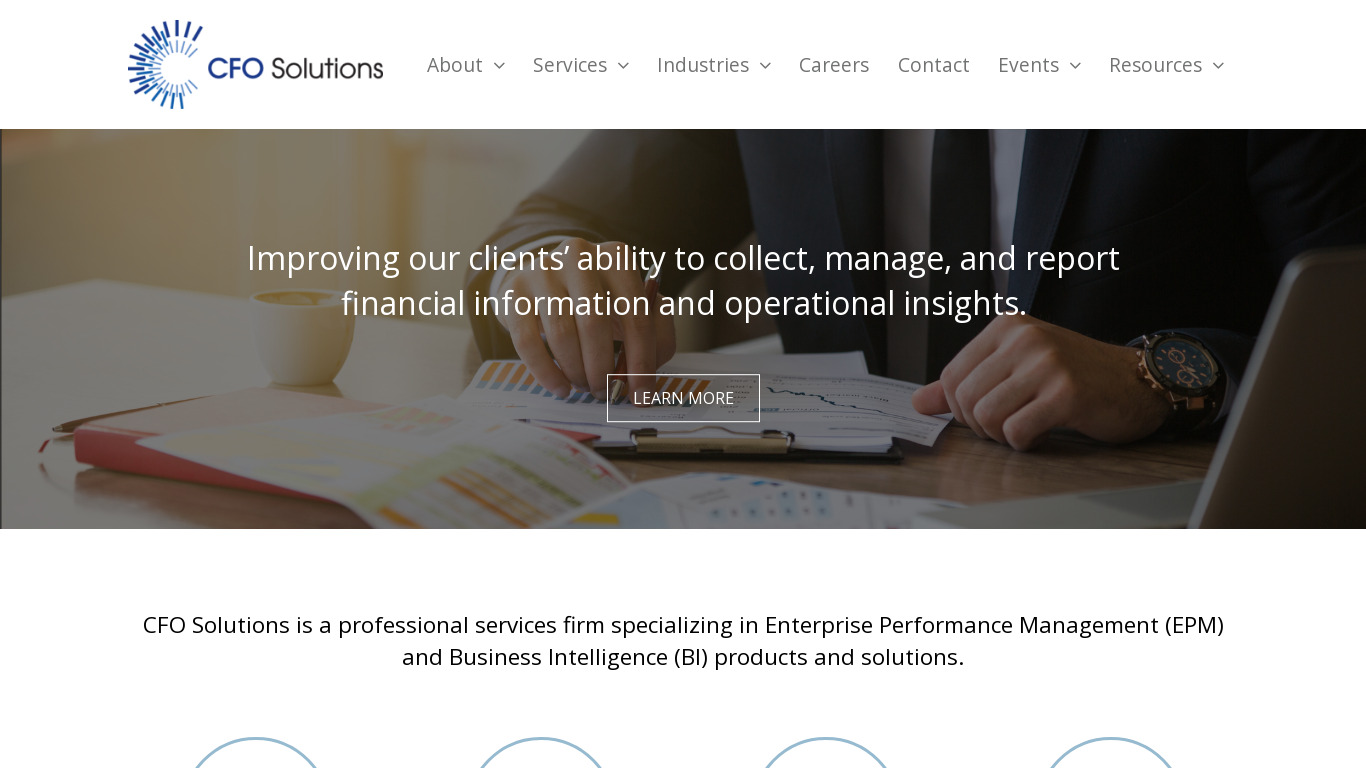 CFO Solutions Landing page