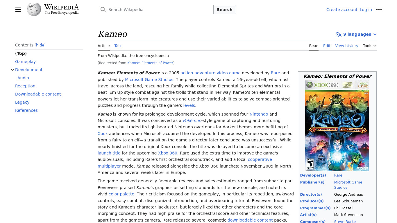 Kameo: Elements of Power Landing page