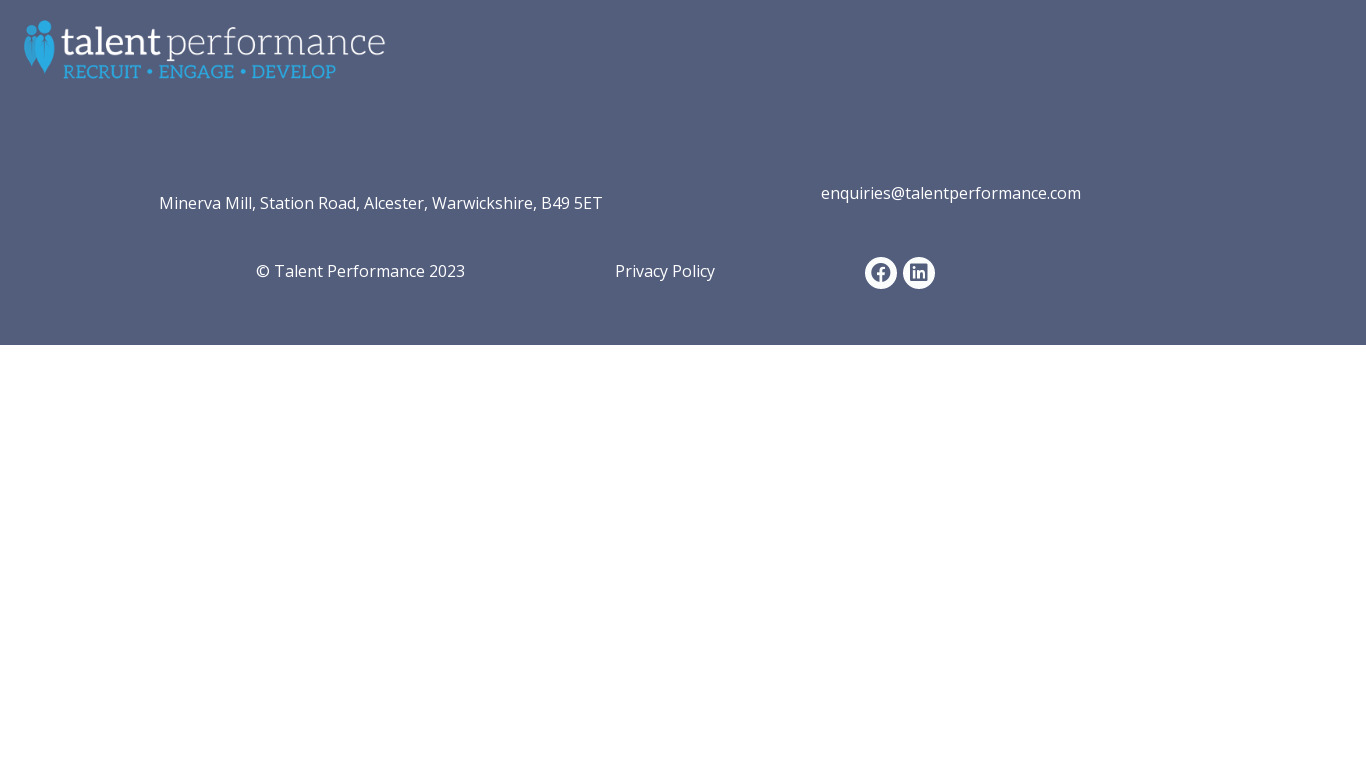 Talent Performance Landing page