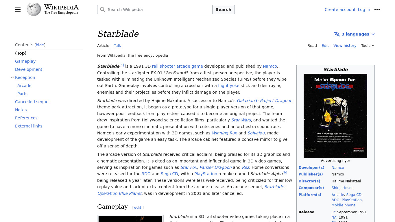 StarBlade Landing page